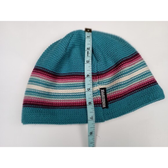 Outdoor Research Multicolor Knit Blue Wool Blend Stripe Beanie Hat Kids 6-12 M/L - Picture 6 of 7
